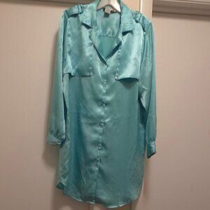 Chance Encounters Turquoise,  Button Down,  Medium Top